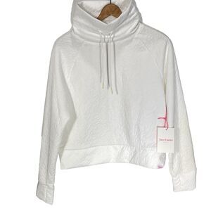 JUICY COUTURE SPORT Sweatshirt Cropped High Neck Thumbholes Womens S White